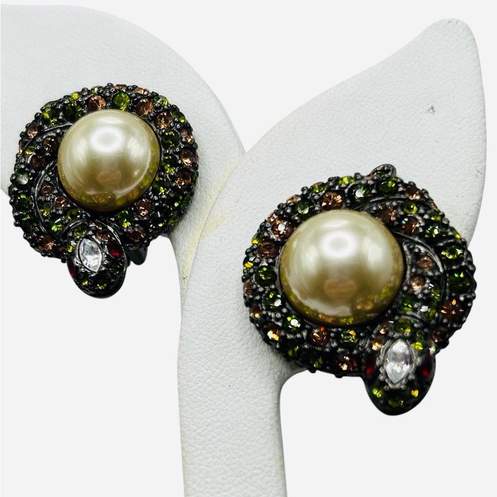 KJL Kenneth J Lane Coiled Rhinestone Snake Earrings